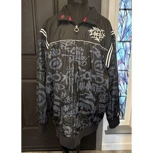VINTAGE Ecko Unltd Track Jacket Size Xl Black Graffiti Spray Lightweight NWOT